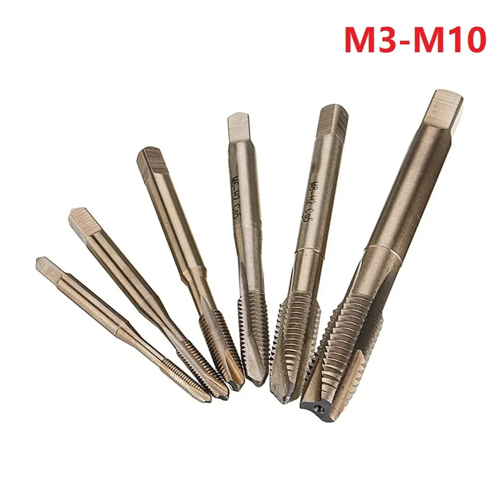 M3-M10 Spiral Tap HSS- Co Cobalt M35 Machine Sprial Flutes Taps Metric Screw Tap Right Hand Cobalt Tap Power Tool Drill Bit