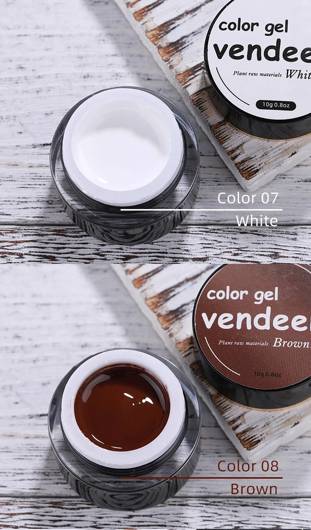 Vendeeni 12 Farben Malgel für Nageldesign, Zeichnungsgel, Nagellack, ablösbares UV-LED-Gel, lackiertes Gel, 10g – Detail 7