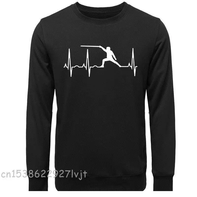 Men Hoodies Fencing Heartbeat Fencers Foil Epee Saber Women Hoodie Sweatshirts Fleece Premium Cotton Long Sleeve Clothing