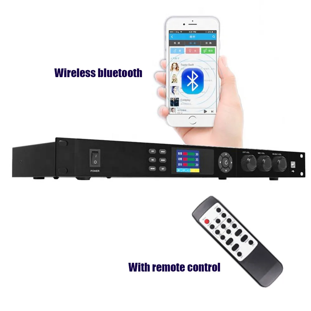 معالج صوتي احترافي من بولكيتسون KX6 آثار مسبقة مع معالج تأثيرات صوتية يعمل بالبلوتوث لنظام إدارة الكاريوكي