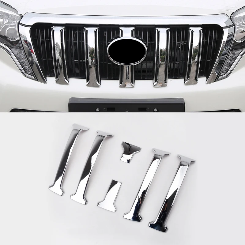 

ABS Chrome Grille Grill Molding Around Cover Trim For Toyota Prado J150 GX GXL Land Cruiser 2014 2015 2016 2017 Car Styling