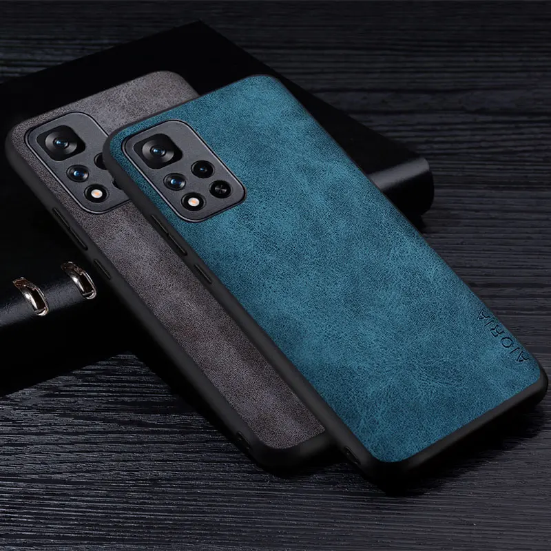 Premium PU Leathe Case for Xiaomi Redmi Note 11 Pro Plus 5G Scratch-Resistant Solid Color Cover for Xiaomi Redmi Note 11S Case