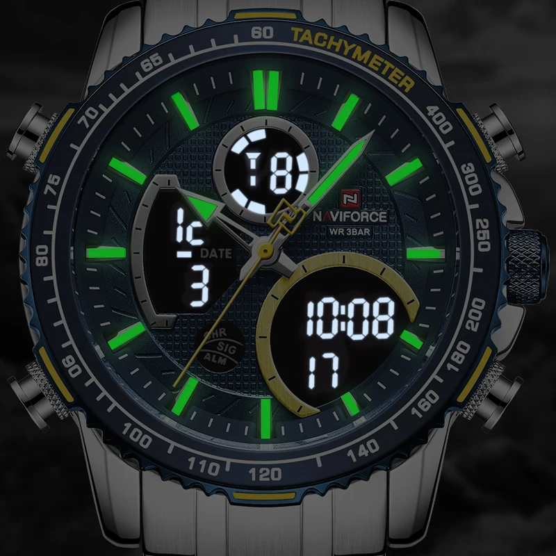 Watch Men NAVIFORCE Luxury Brand Fashion Sport Quartz Watches Mens Stainless Steel Waterproof Luminous Wrist Watches Clock Reloj