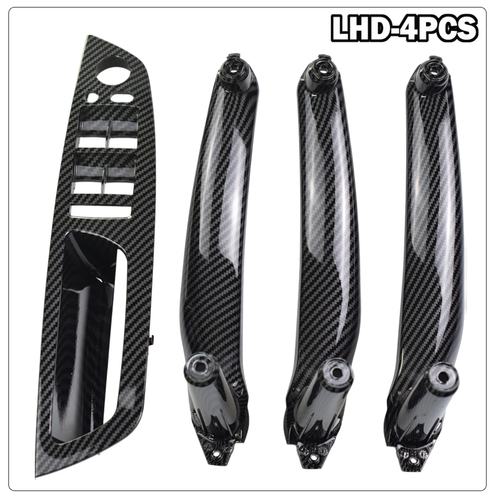 For BMW E70 E71 E72 X5 X6 2007-2013 New Car Left Right Carbon Fiber Interior Door Armrest Handle Inner Panel Pull Trim Cover