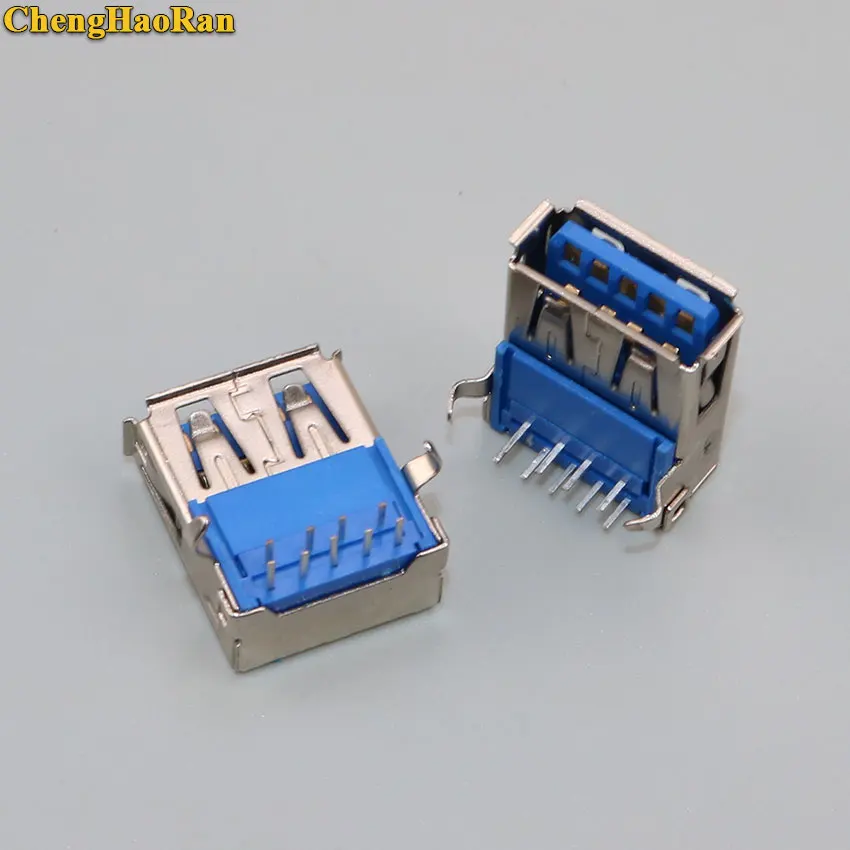 

ChengHaoRan 1pcs USB 3.0 Type DIP Type A Female Right Angle 9 Pin DIP Socket Connector 90 degrees