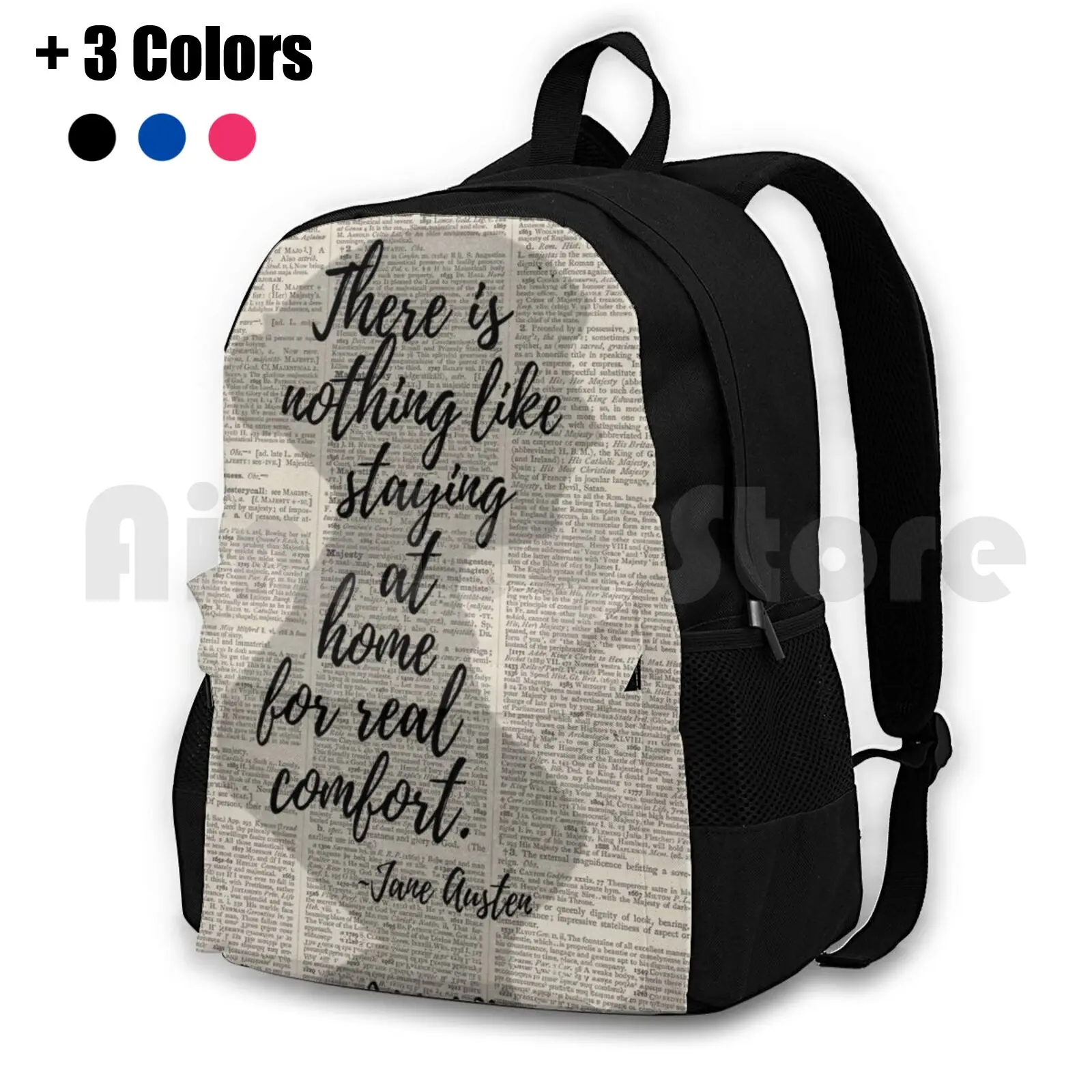 Untitled Outdoor Hiking Backpack Riding Climbing Sports Bag Jane Austen Quote There Is Nothing Like Staying At Home For Real