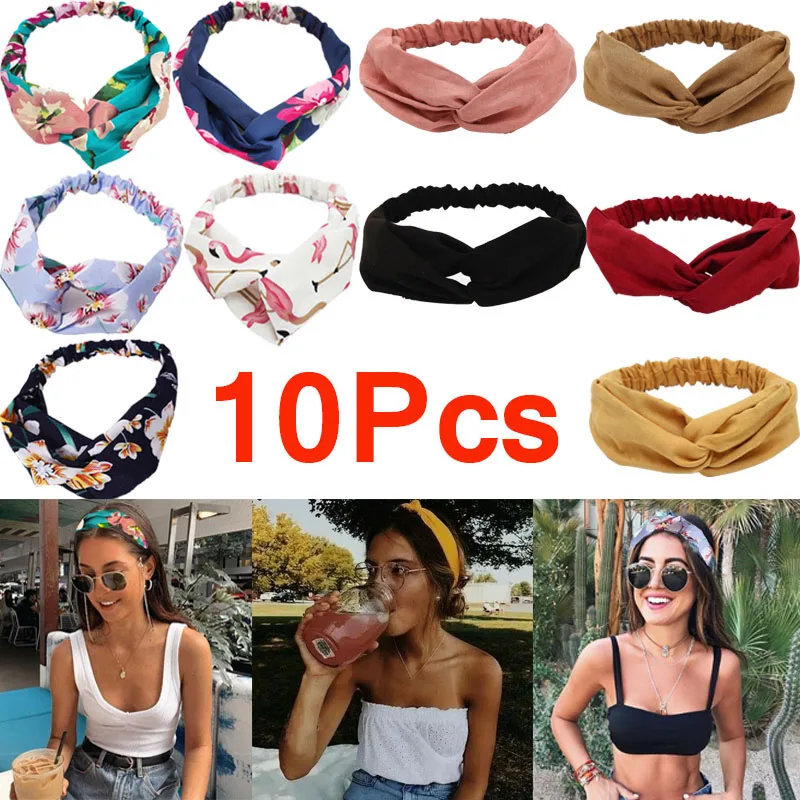 10pcs Women Girls Flower Hairband Fashion Vintage Headband Summer Bohemian Band Style Hairband Accessory Girl Fashion Headband