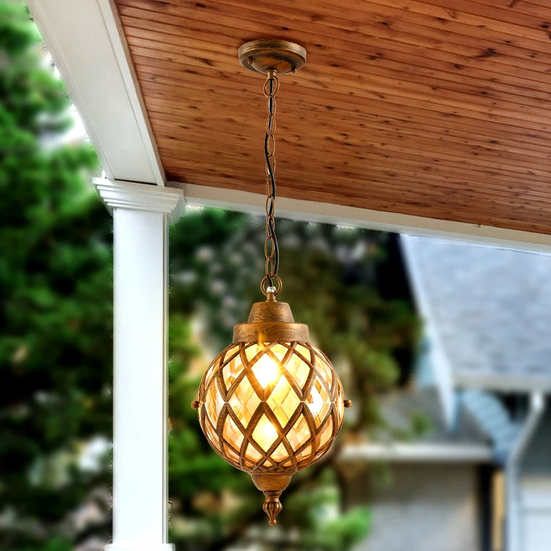 Outdoor Chandeliers Waterproof Patio Industrial Lamps European Kiosks Corridors Fixture Grape Rack Pendant Light Villa Bra