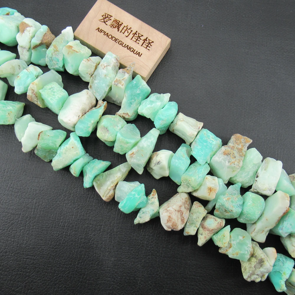 

APDGG Natural Green Chrysoprase Rough Nugget Loose Beads 15" Jewelry Making DIY