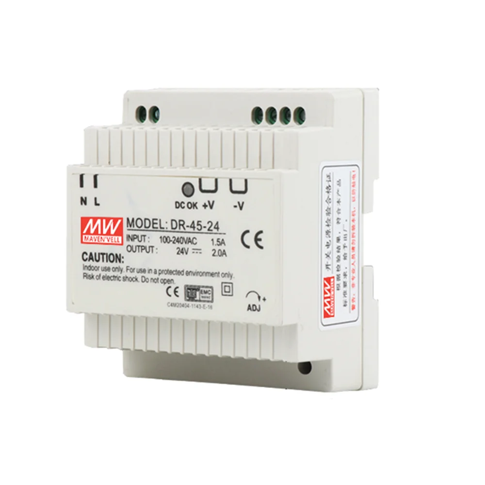 1pcs  Single Output DR-45 45W Din Rail Switching Type Industrial Power Supply 5V 12V 15V 24V