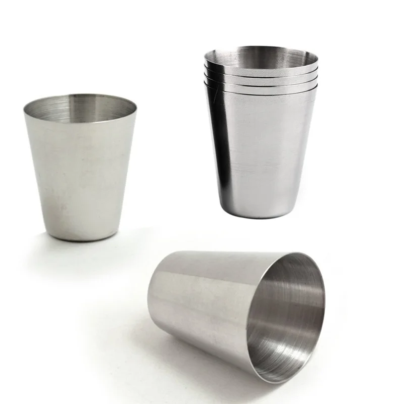 4 pz/lotto 30ml da campeggio all'aperto stoviglie tazze da viaggio Set Picnic forniture in acciaio inox vino birra tazza whisky tazze cuoio dell'unità di elaborazione
