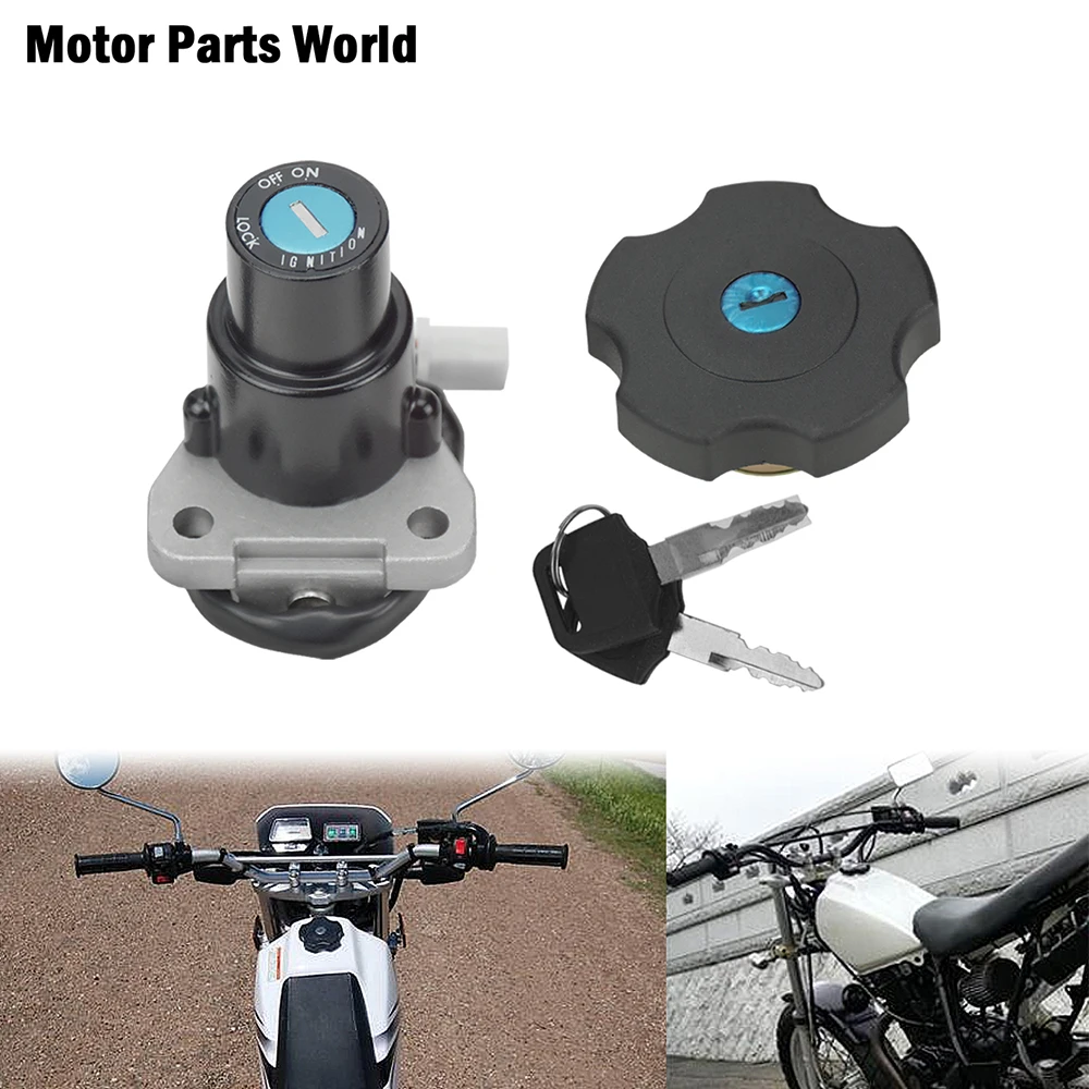 1xMotorcycle Black Fuel Gas Cap Ignition Switch Lock Key Set For Yamaha TW200 2003-2017 XT600 1990-1995 DT200 DT200R 1991-1994