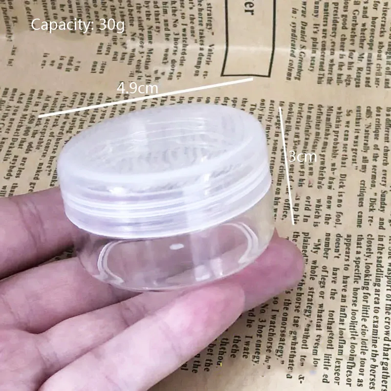 50 Pieces Small Round Plastic Box Travel Cosmetic Balm Box Portable Transparent Pill Storage Box Ointment Container Sample Trial