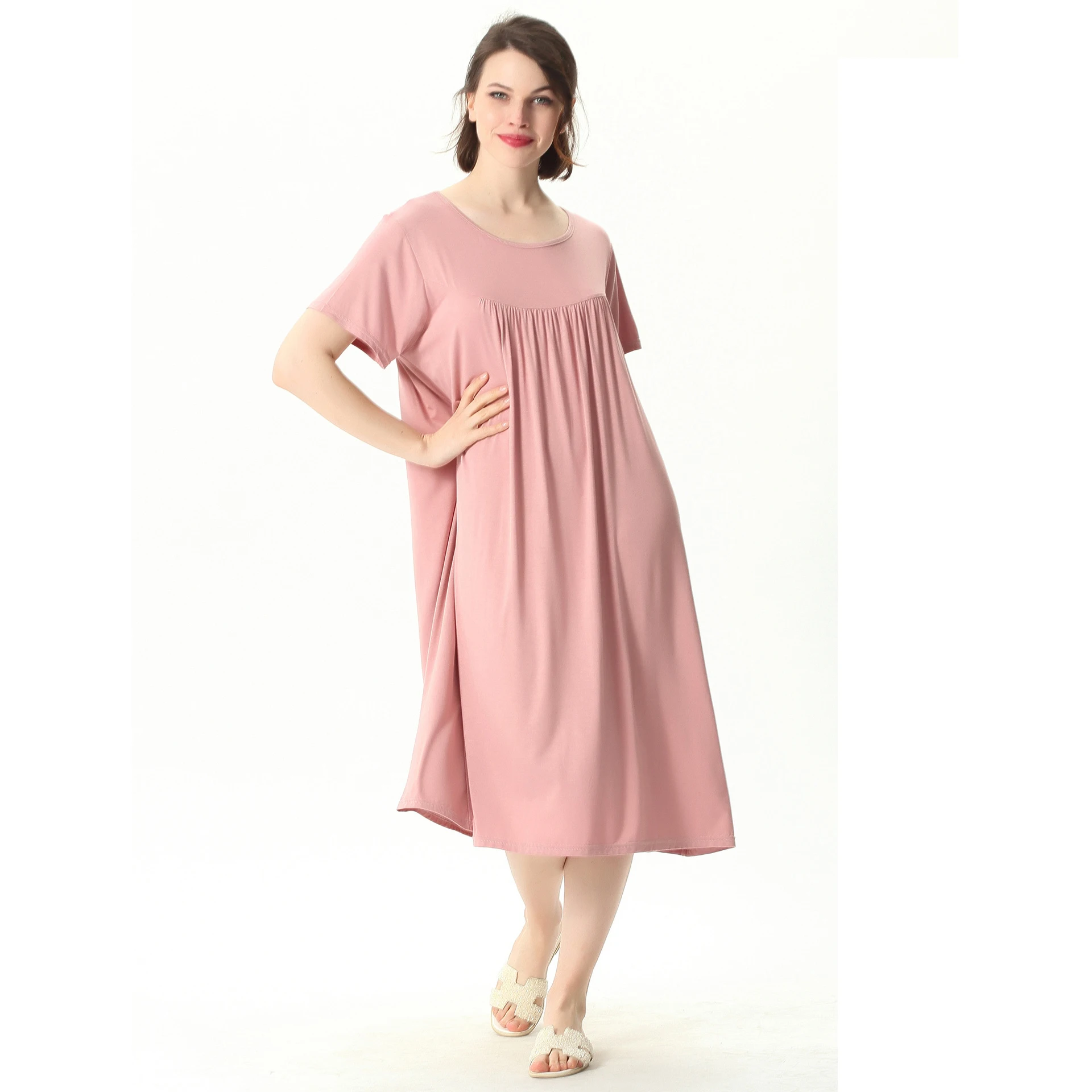 Novelty Clothing Night Robe Women Comfortable Nightdress Short Sleeve Nightshirt Home Dress Loose Solid Nightgowns bath robe