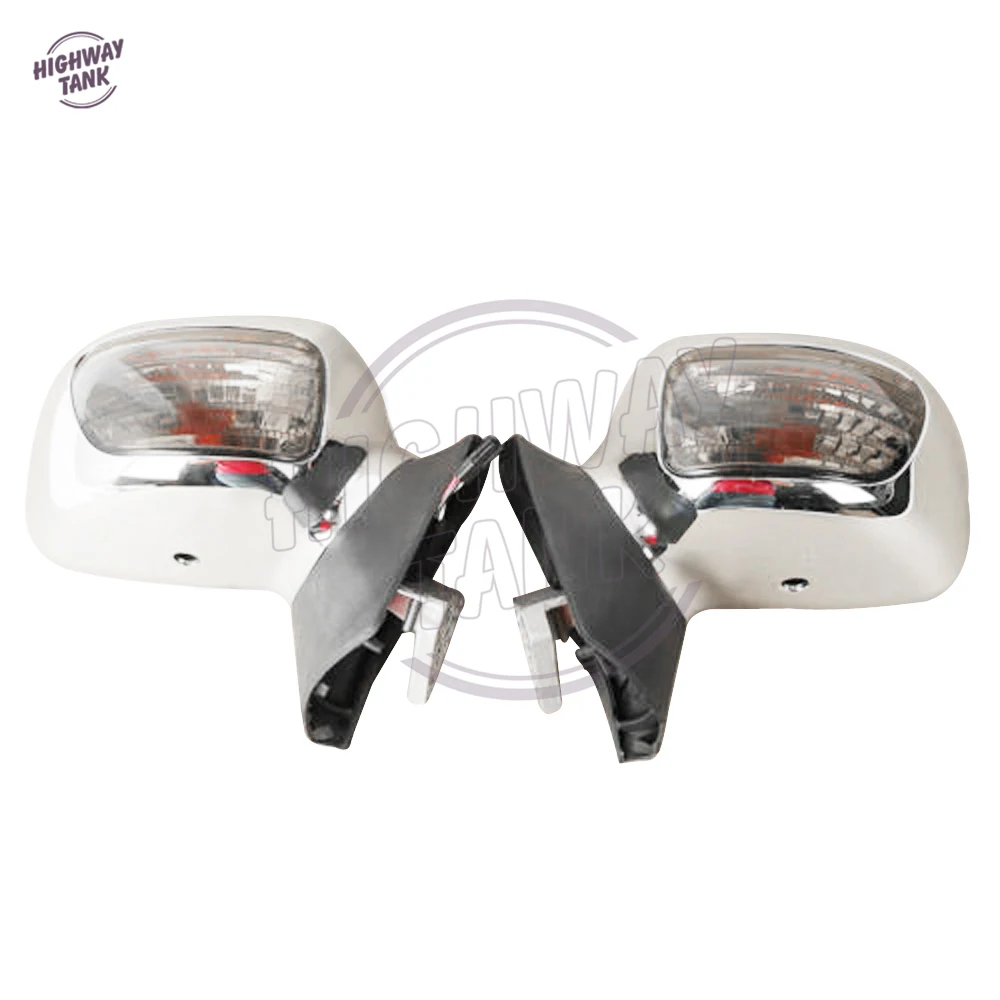 Chrome Motorcycle Rear View Mirrors with Clear Signal Light Case for Honda Goldwing GL1800 2001-2011