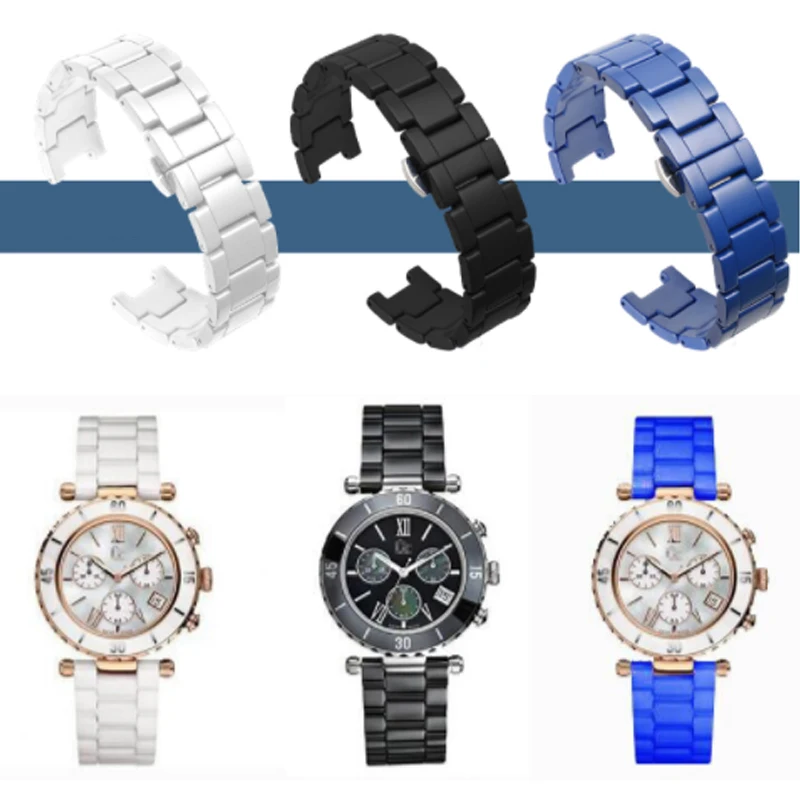 

Notched ceramic watch band Butterfly clasp watch chain Comfortable smart accessory white ceramic watch band Width for Gift 8 9mm