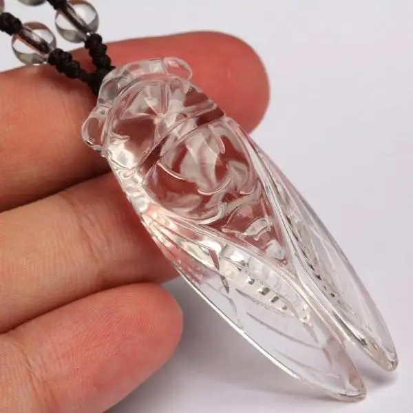 1pcs Natural Crystal Cicada Pendant White Crystal Amethyst Citrine Cicadidae Necklace Jewelry Decoration Birthday Party Gift