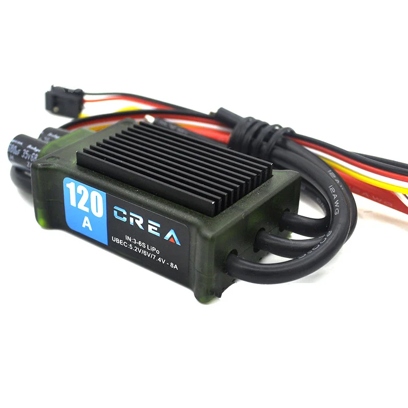 

RC CREA 120A 3-6s Brushless ESC built-in BEC with One Key Reverse Brake and Function for Fixed wing Ducted Airplane Drone