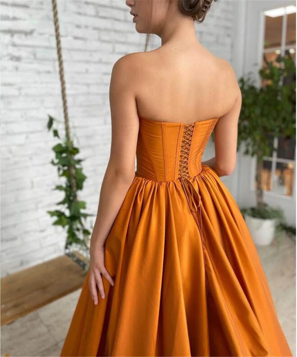 Sevintage Burnt Orange Long Prom Dresses With Wrap Corset Lace Up Satin Evening Gowns For Women Formal Party Dress Plus Size