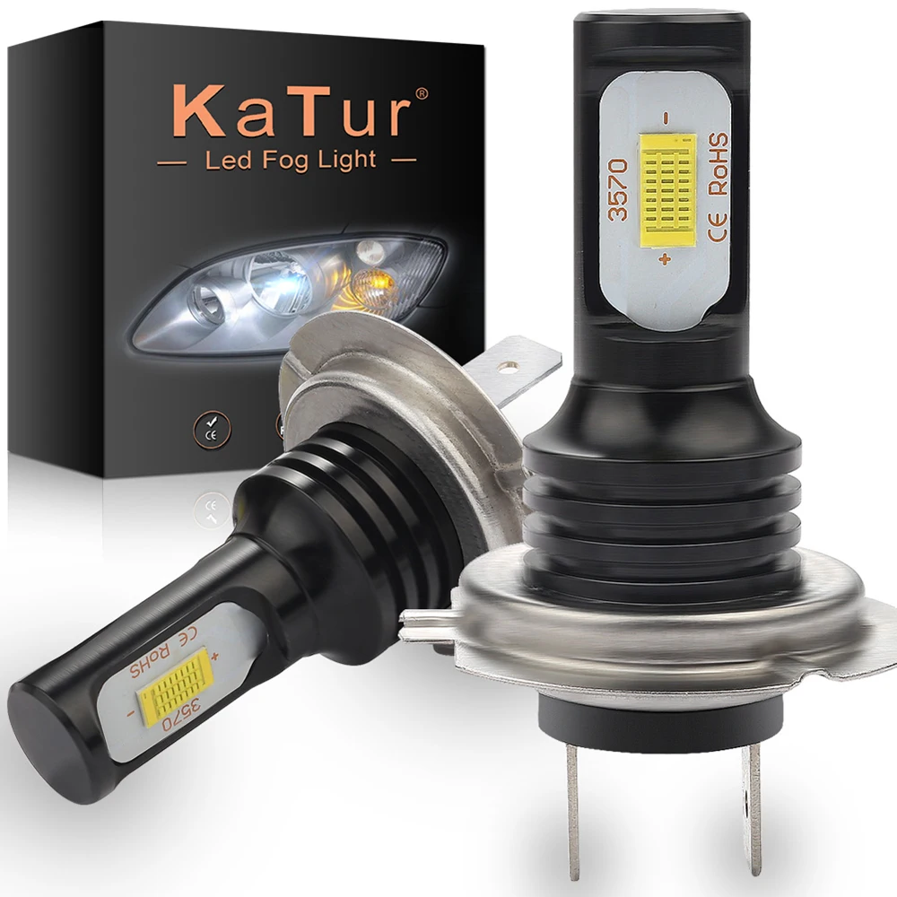 Katur 2Pcs 72W H7 LED Bulb Super Bright Car Fog Lights 12V 6500K White Driving Day Running Lamp Auto Led H7 Powerful Bulb