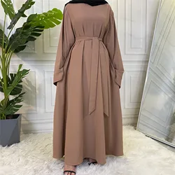 Vestidos longos muçulmanos com faixas para mulheres, hijab na moda, Dubai Abaya, roupas islâmicas, Djellaba africana