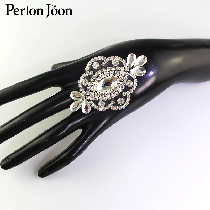 4pcs DIY silver iron on crystal leaf rhinestone patch glass hot fix applique decoration shoes wedding dress accessories TJ065