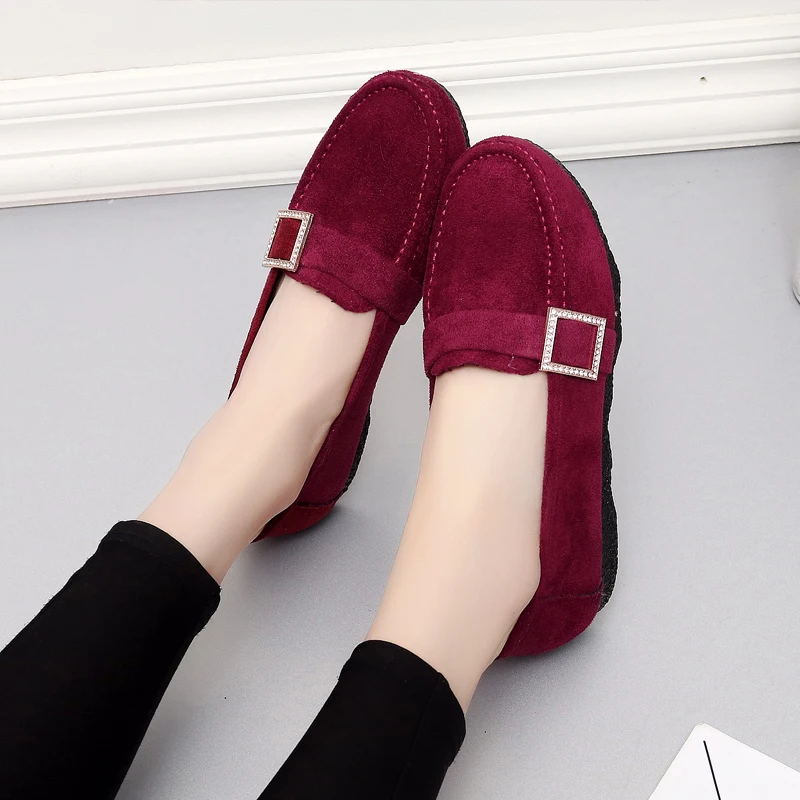women's shoes in the spring and autumn flat breathable soft bottom anti-slip leisure work shoes black round head doug