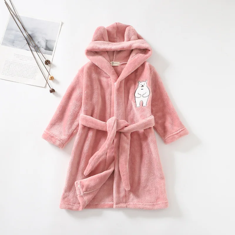 Kids Bathrobe for Girl Children Clothing Girl Flannel Bath Robe Clothes Boy Cartoon Night Robe Kids Pajamas For Girl 1-8 years