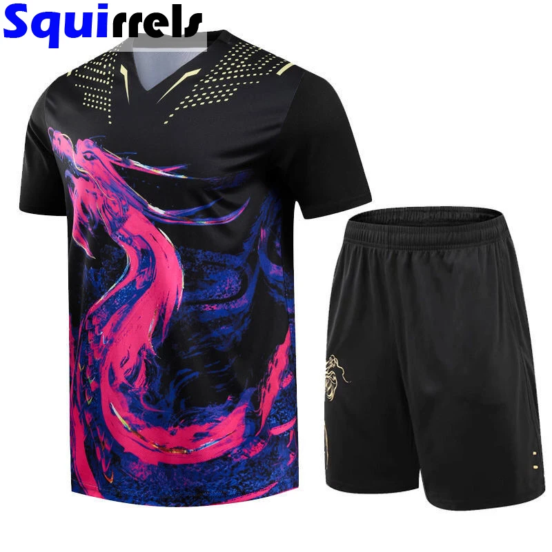 Table tennis badminton sportswear suit men and women summer short-sleeved competition suit quick-drying and breathable