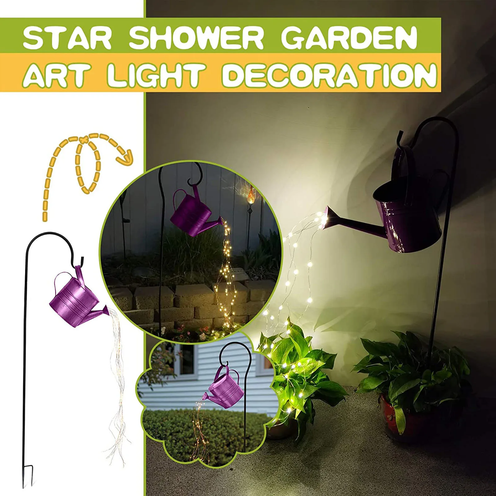 

Garden Decoration Star Type Shower Garden Art Light Decoration Outdoor Gardening Lawn Lamp Solar LED Lamp Watering Can Light