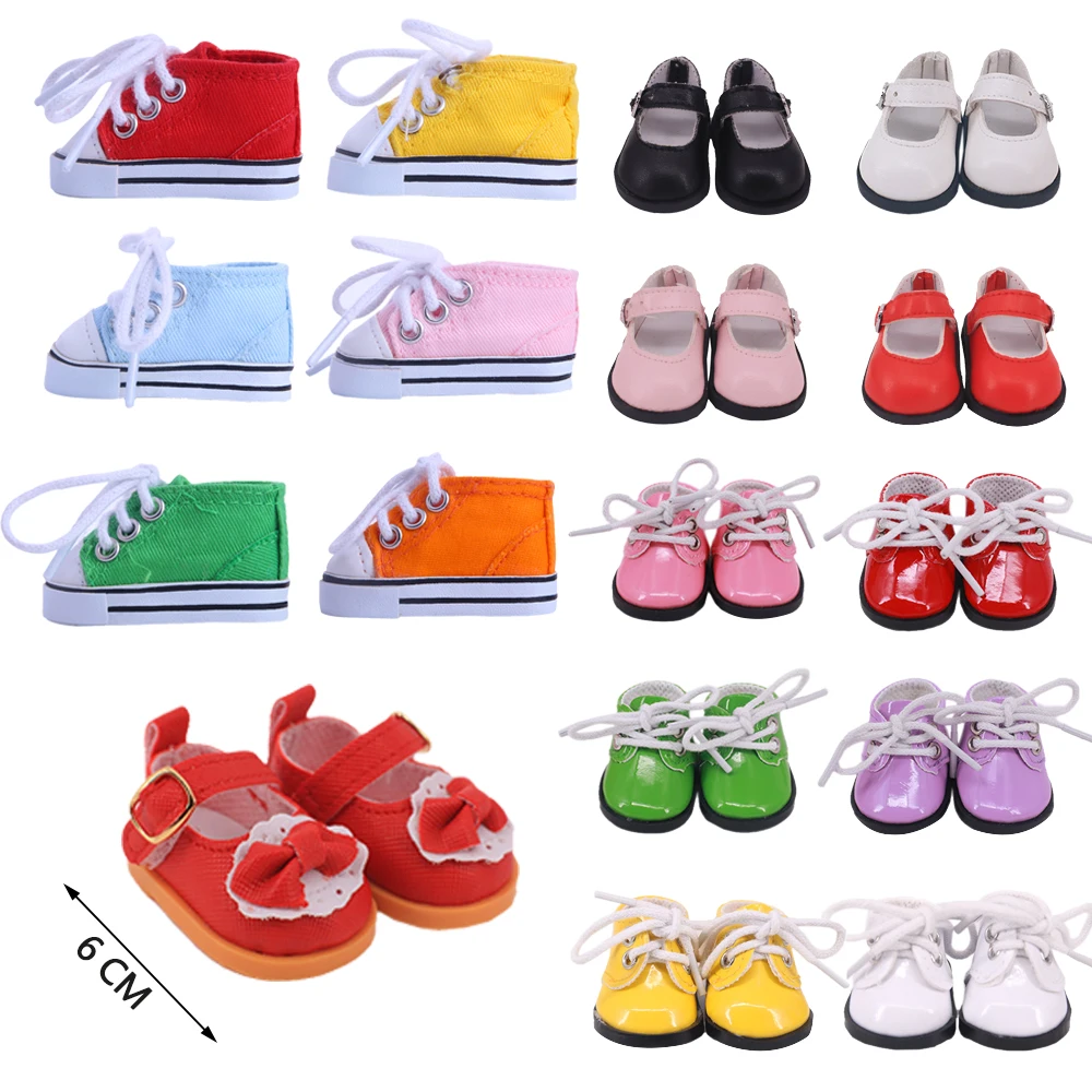 Fashionable and cute 6cm bowknot canvas shoes handmade, suitable for 14-inch children's dolls, birthday holiday gifts