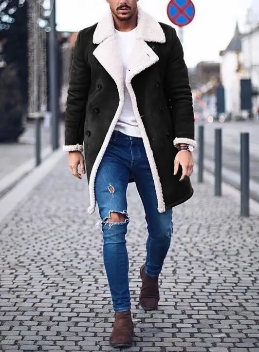 Genuo Inverno Giacca di Lana da Uomo Inverno Caldo Trench E Impermeabili Lungo Outwear Pulsante Smart Cappotti Cappotto Impermeabile Antivento