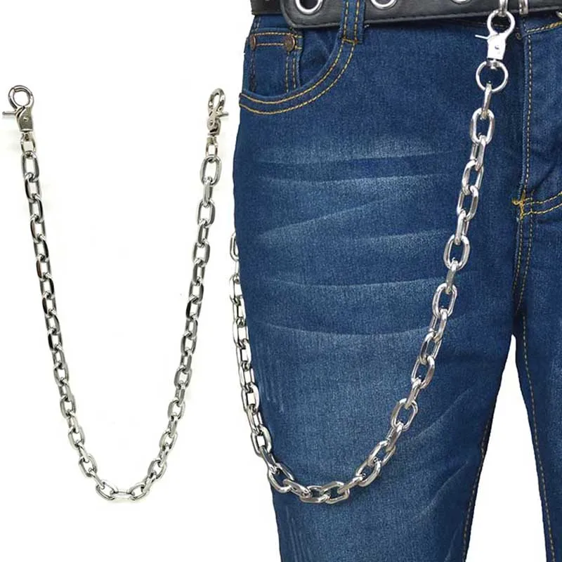 Fashion Punk Hip-hop Trendy Leather Belts Waist Chain Male Pants Chain Men women Jeans Silver Metal Clothing Accessories