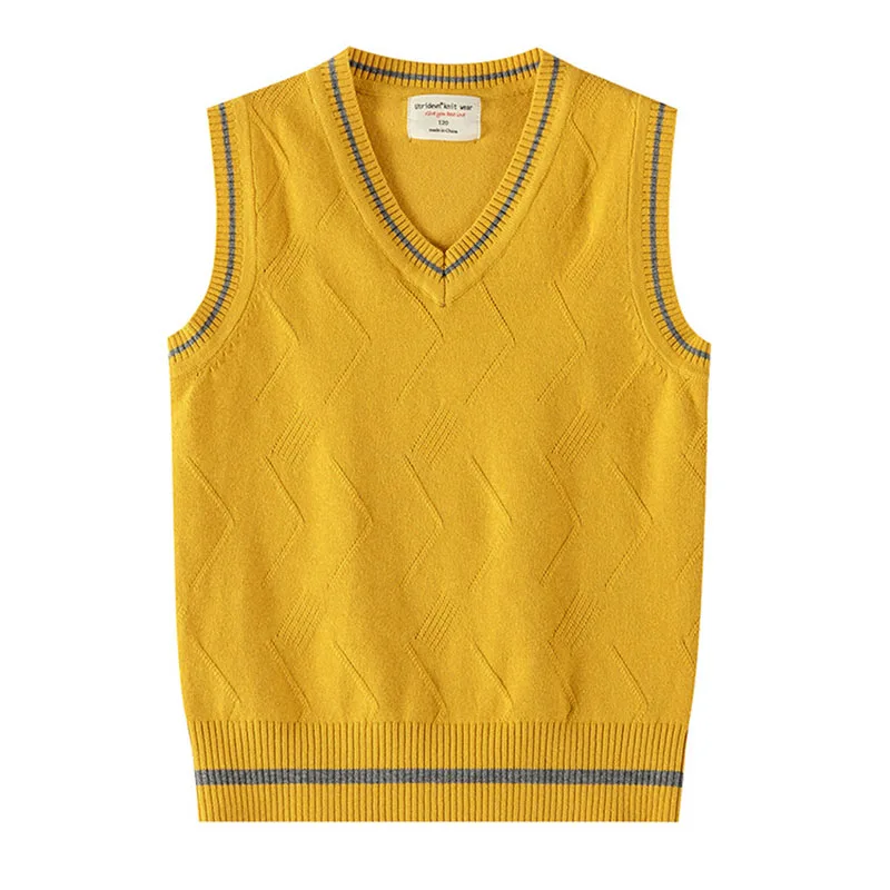 Spring Autumn Kids Baby Boy Girl Pure Color Knitted V-neck Vest Cotton Boy Girl School Uniforms Sweater Vest Children\'s Sweaters