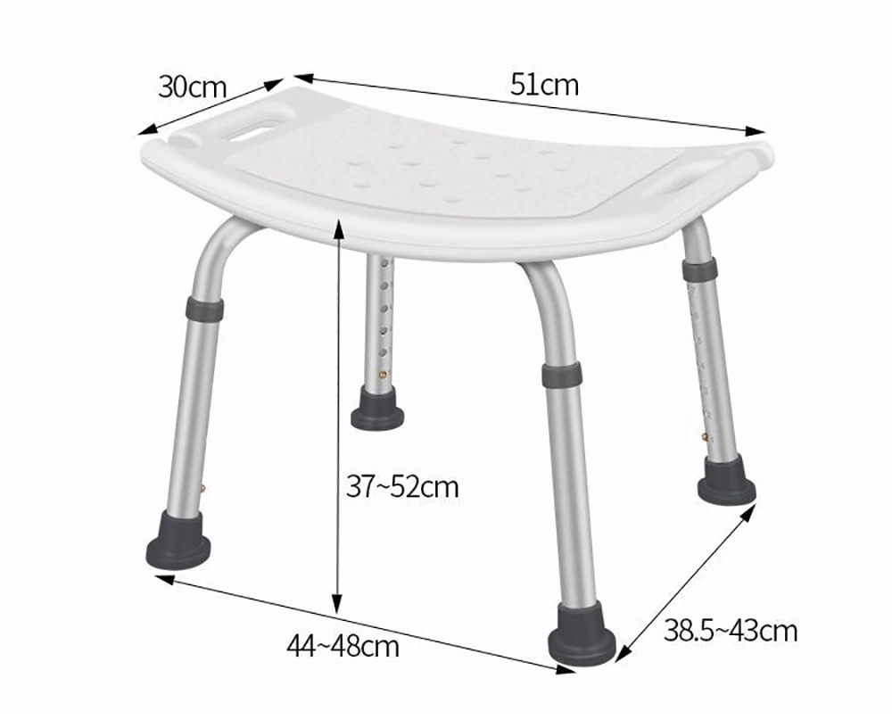 Siège médical antidérapant pour personnes âgées, sans dossier, réglable en hauteur, tabouret de grossesse pour douche