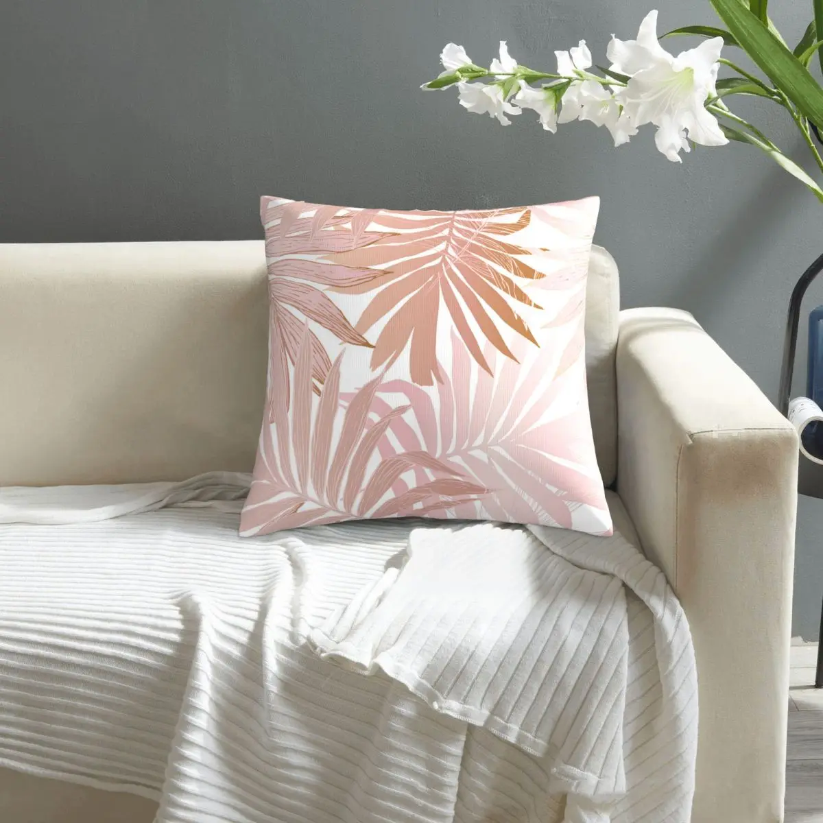 

Rose Gold Palm Leaves Pattern pillowcase printed cushion cover sofa waist pillow pillow cover