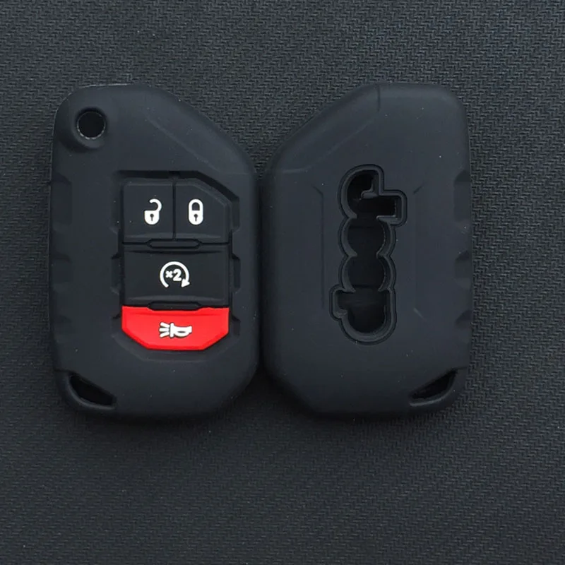 5color 4 Buttons silicone Remote Smart car Key Case Chain Cover for Jeep Wrangler JL JLU 2018 2019 Key Sleeve Protector Case