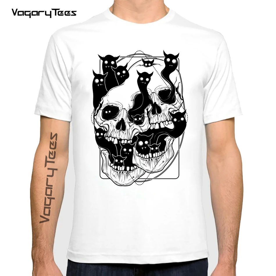 Skull demons Not alone Harajuku Aesthetic Men Casual T-Shirt O-neck Short Sleeve Graphic Tee Man Clothing