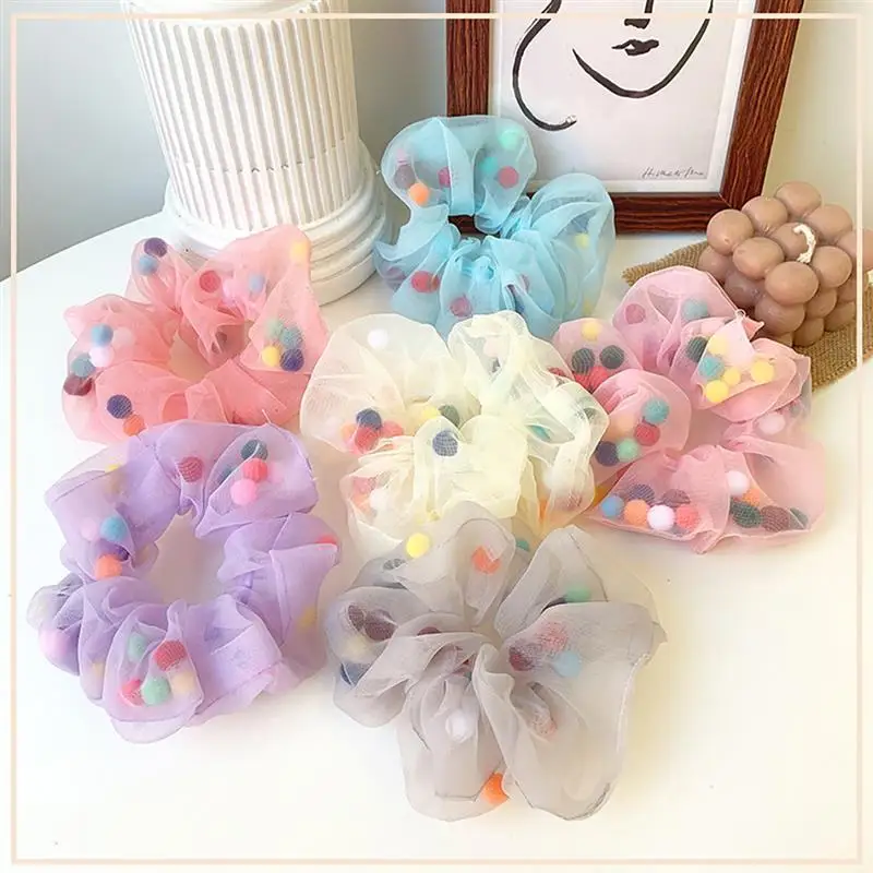 1Pc Fashion Kleurrijke Vrouwen Meisjes Haar Touw Scrunchy Creatieve Kleurrijke Gaas Scrunchy Hair Tie Paardenstaart Houder Haaraccessoires