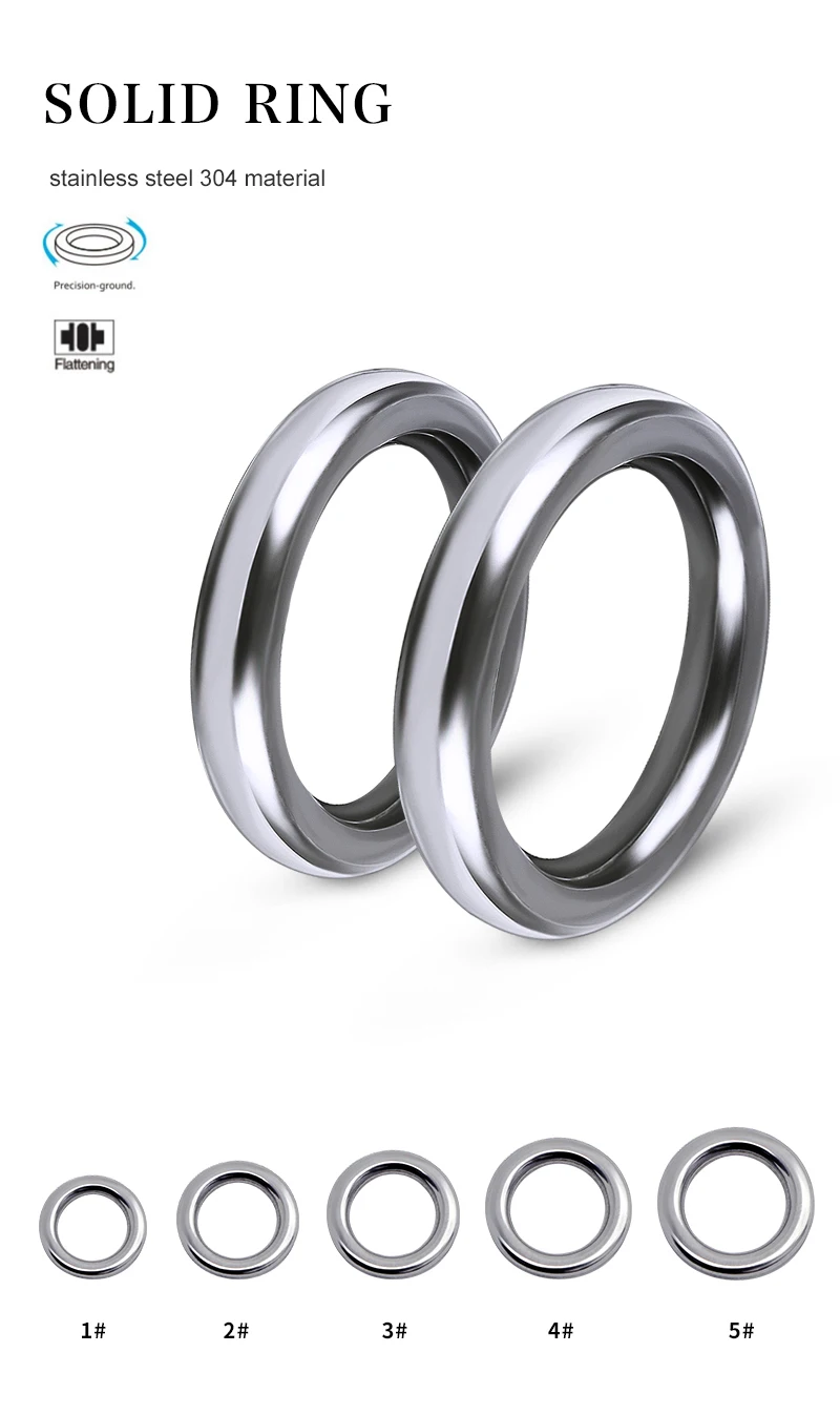 PROBEROS 20pcs 304 Stainless Steel Fishing Solid Rings 1#-5# Heave-Duty Seamless Rings Metal Polishing Jig Fishing Rings Tackle