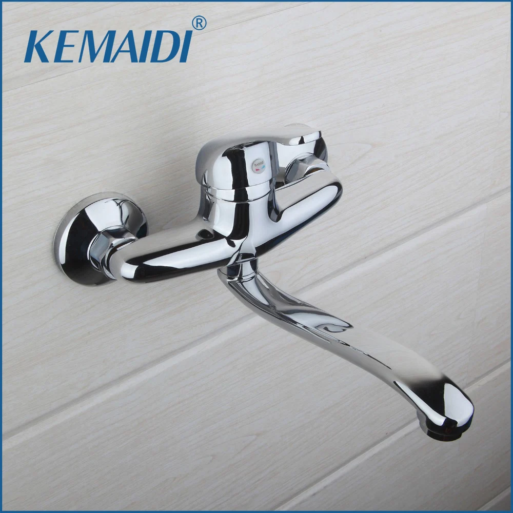 KEMAIDI Bathtub Basin Faucet Hot&Cold Water Mixer Tap Single Handle Wash Chrome Finish Bathroom Mixer Taps Wall Mounted