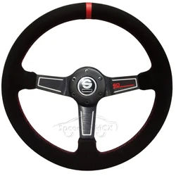 Spceddy MCX Car Steering Wheel 14 inch 350mm Racing Driftting Steering Wheel Sport Suede Leather Red Spokes With Horn Sp**Logo