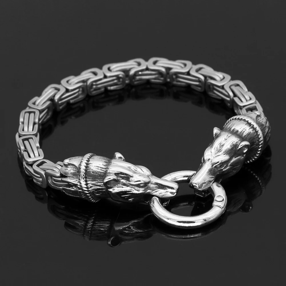 New Viking Stainless Steel Bear Head Bracelet Men's Titanium Steel King Chain Length Optional 19cm 21cm 23cm