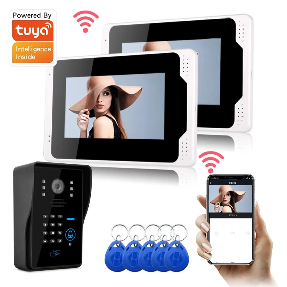 

SYSD 7inch WIFI/Wired Video Doorbell Intercom for home with 1080P Camera RFID Password Unlock