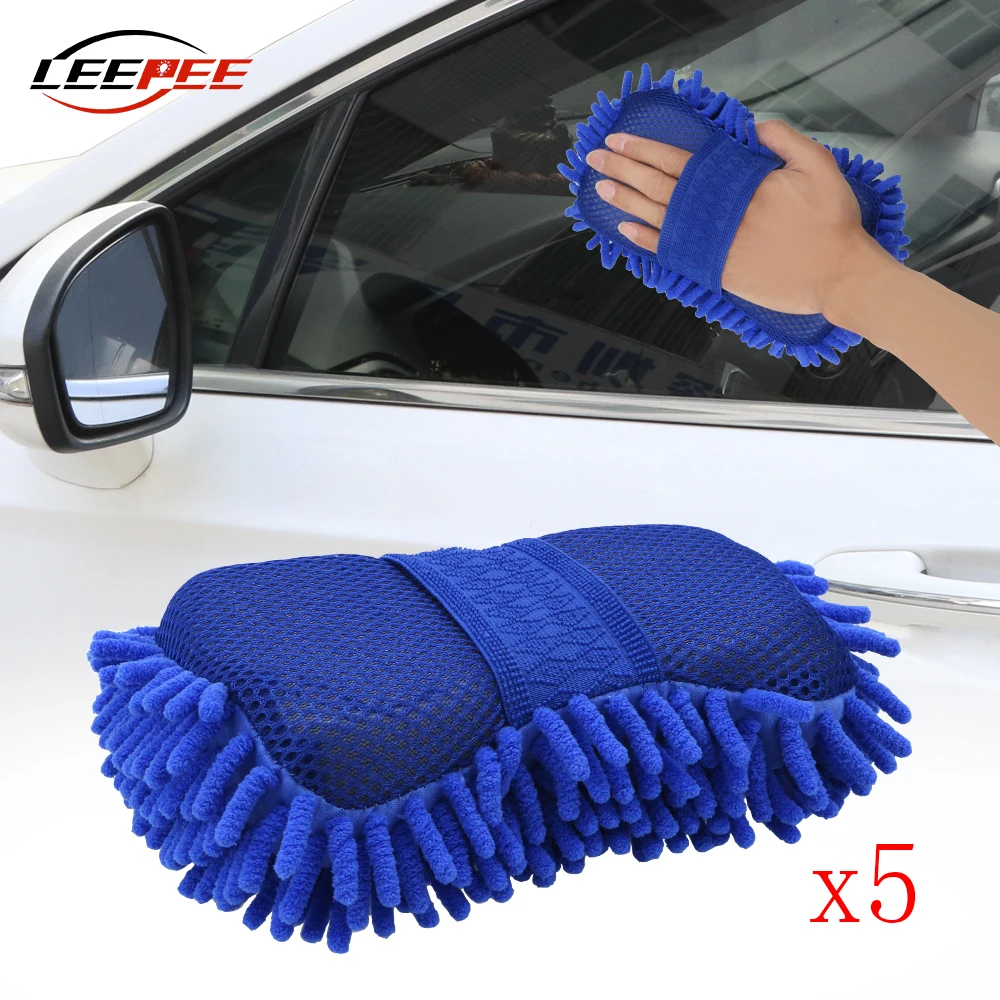 

Car Accessories Soft Washer Cleaning Glove Foam Washing Tools Brush Daily Use Household Motorcycle Auto Universal 5PCS