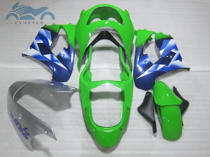 Customized full fairing kits for Kawasaki Ninja 1998 1999 ZX9R ABS plastic fairings kit 98 99 ZX-9R green blue bodyworks