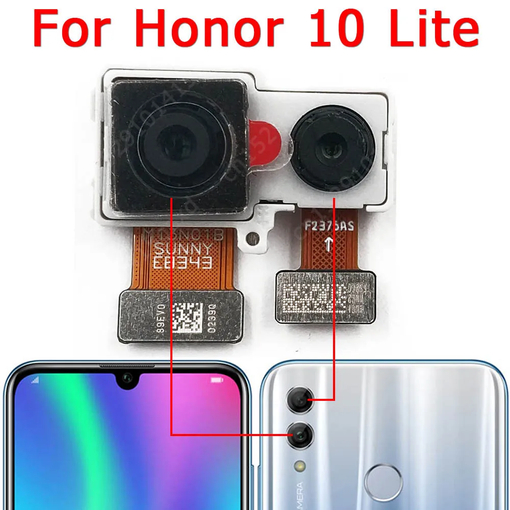 For Huawei Honor 10 Lite Front Rear Back Up Camera Frontal Main Facing Small Camera Module Flex Replacement Spare Parts