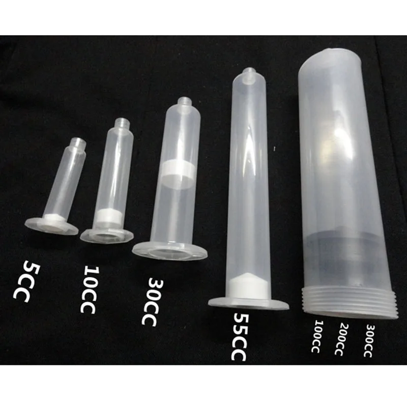 5 pz/lotto Trasparente di Plastica USA Tipo di Fluido Dispenser 3/5/10/30/55/100/ 200CC di Erogazione Della Siringa Barrel Colla Adesiva Dispenser