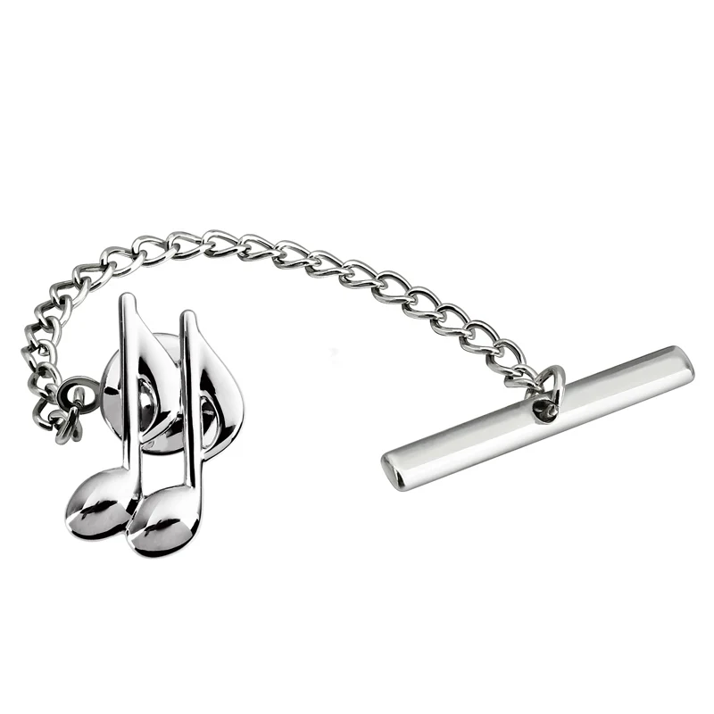 

HAWSON Men's Musical Note Tie Tacks Trendy Rhodium Tie Tack/Pin with Chain for Men Best Concert Gift Tie Clip