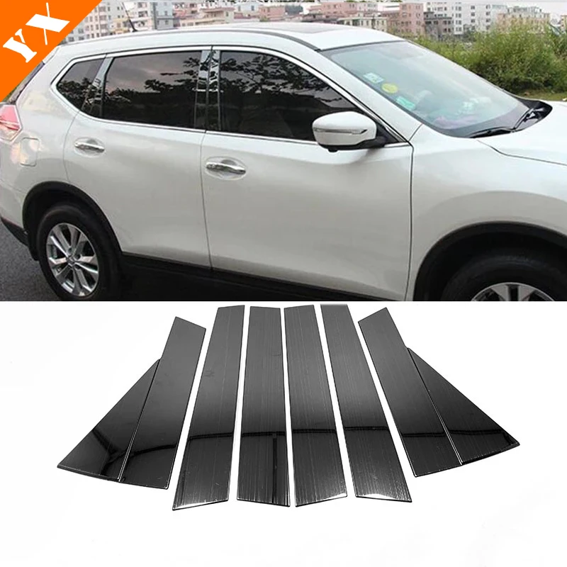 

Stainless Steel Black 2014 15 16 17 2018 For Nissan XTrail X-Trail T32 Rogue Car Window Glass Lift Center Pillar Post Cover Trim